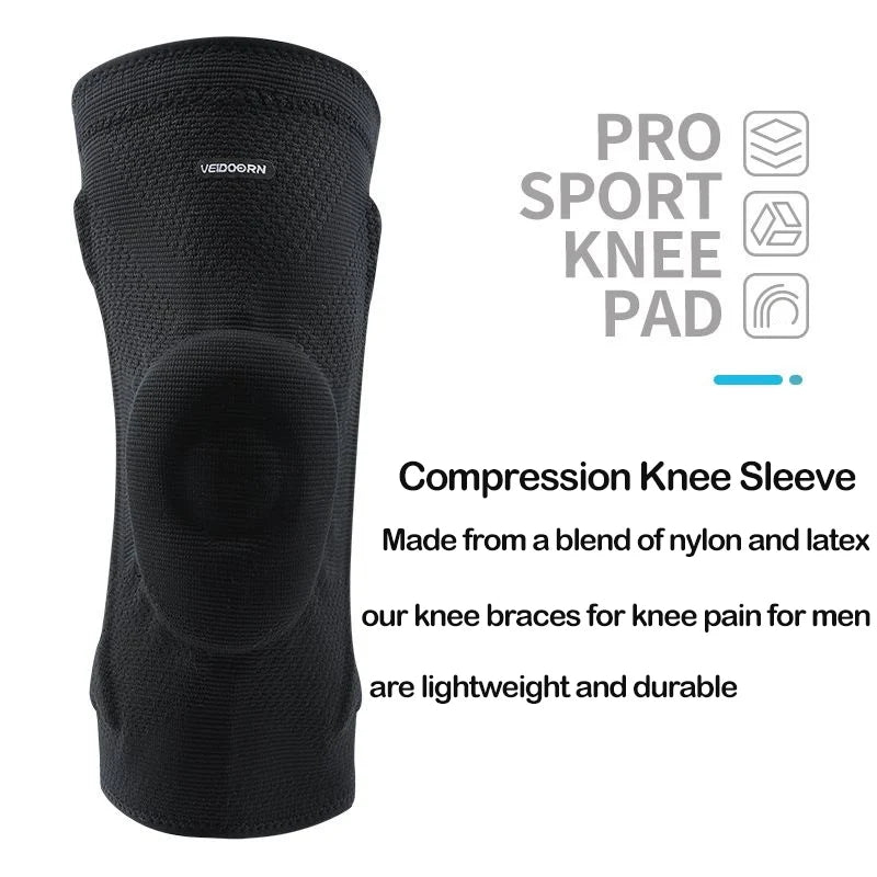 Professional Knee Brace for Basketball Compression Knee Sleeve with Silicone Spring Sport Volleyball Knee Pads