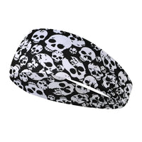 Elastic skull print sports headband, sweat-absorbent sports headband, unisex non-slip fitness headband, cycling street headband