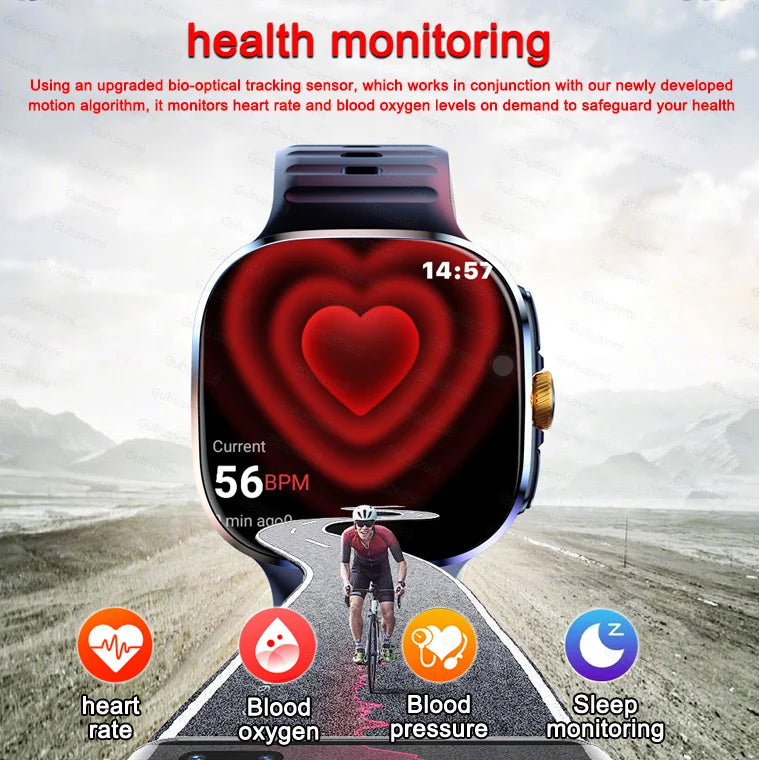New upgrade 5G/4G Full Network Smart Watch AMOLED 2100mah Rotating Camera GPS WIFI Google APPS Download Smartwatch phone iOS