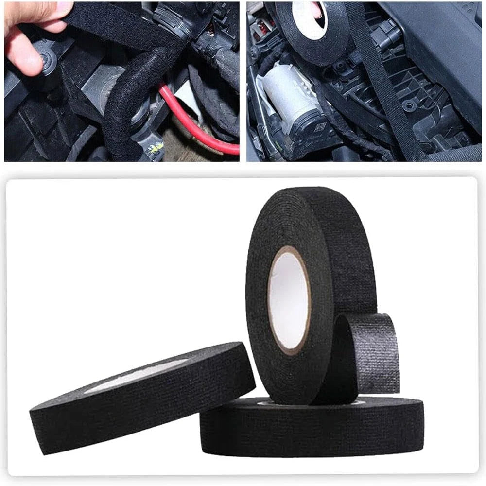 15/25M Wire Harness Automotive Cloth Tape Adhesive High Noise Resistance Heat Proof Fabric Electrical Tape for Wrapping Wiring