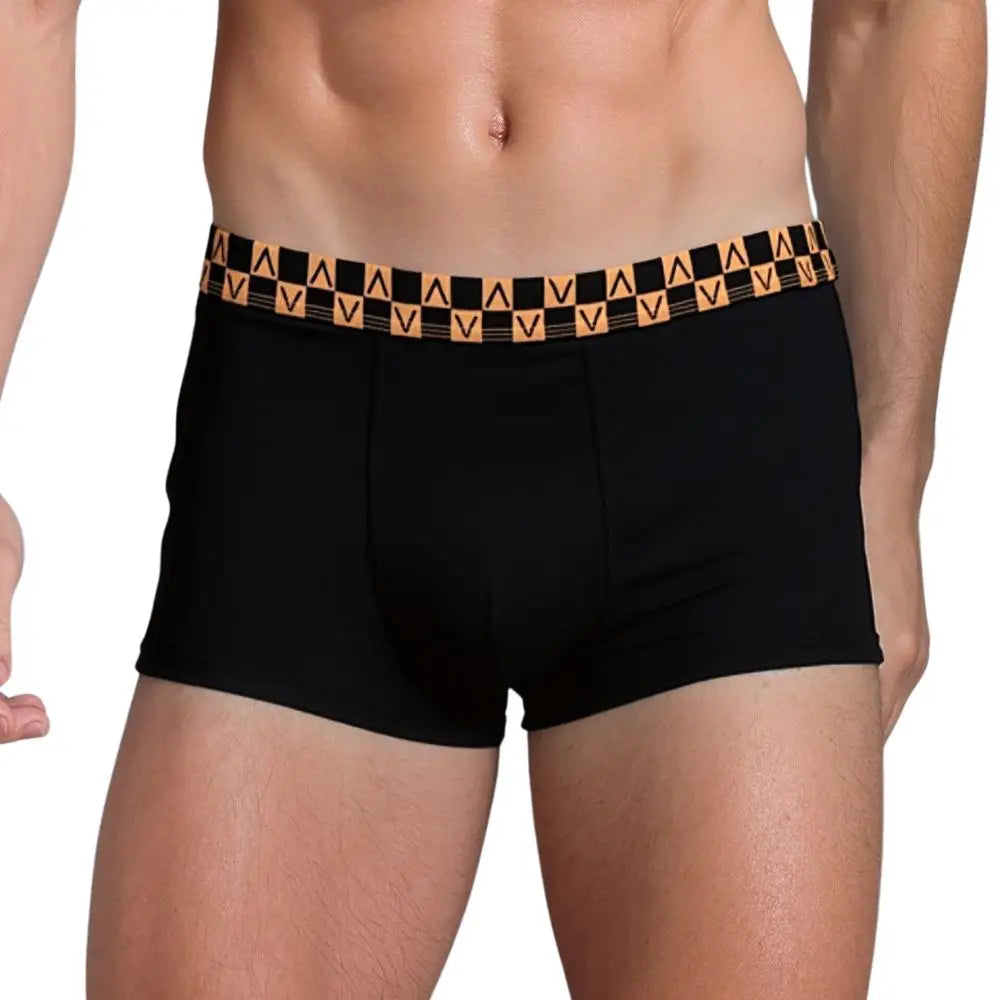 Men Trendy Boxer Briefs Gold‑Black Printed Elastic Waistband Soft Stretch Breathable Underpants for Gym Sports Daily Casual Wear