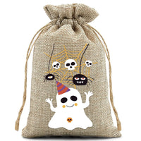10pcs10X15cm Halloween Linen Drawstring Gift Bag Trick or Treat Party Children's Small Gifts Candy Packaging Storage Bag