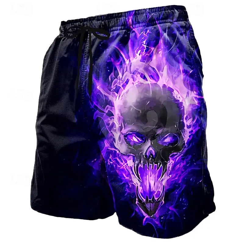Fashion Horror Skull Pattern Beach Shorts For Men Fashion Summer 3D Printed Swim Trunks Loose Streetwear Hip Hop Short Pants