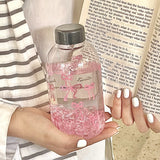 600ML Cute Bow Plastic Water Bottle Leak-Proof Juice Cup Portable Milk Coffee Mug Outdoor Water Drinking Cup Kitchen Water Cups