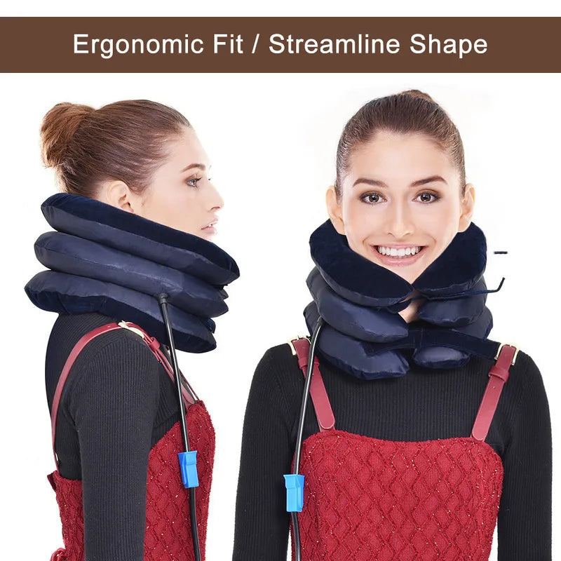 Inflatable Cervical Traction Collar Neck Pillows Adjustable Neck Support Brace Pain Relief  & Injury Recovery Stretcher