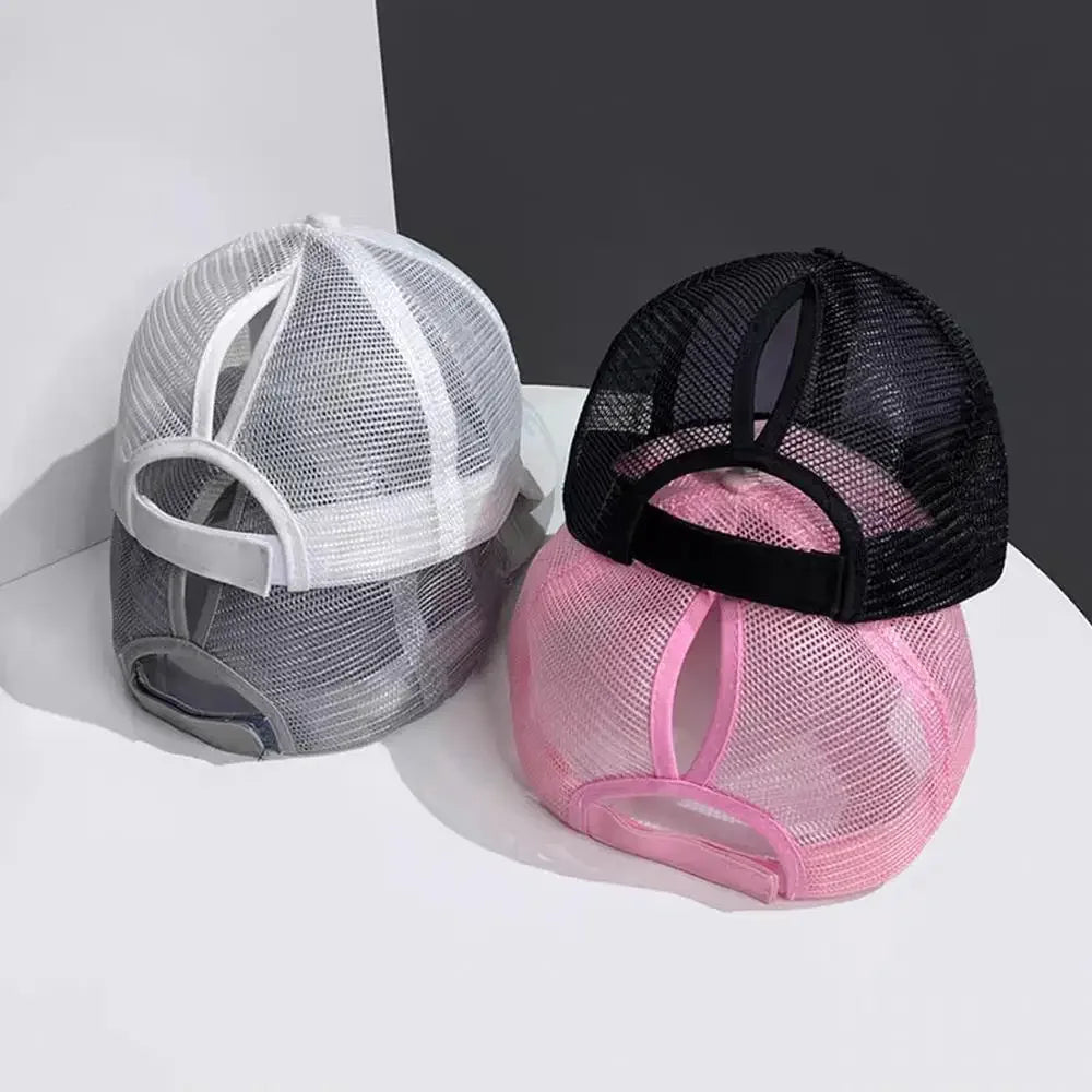 Summer Mesh Baseball Caps for Women Men Adjustable High Ponytail Hats Messy Cap Quick-Drying Hollow Snapback Sports Baseball Hat