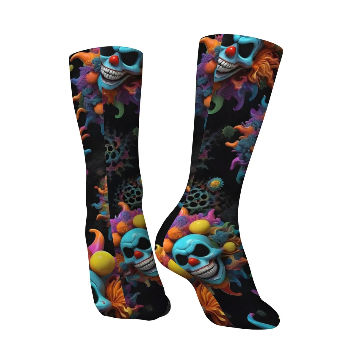 Funny Gothic Clown Skull Print Men's Socks Breathable and Skin-friendly Socks Novel Funny Harajuku Style Street Fashion Socks