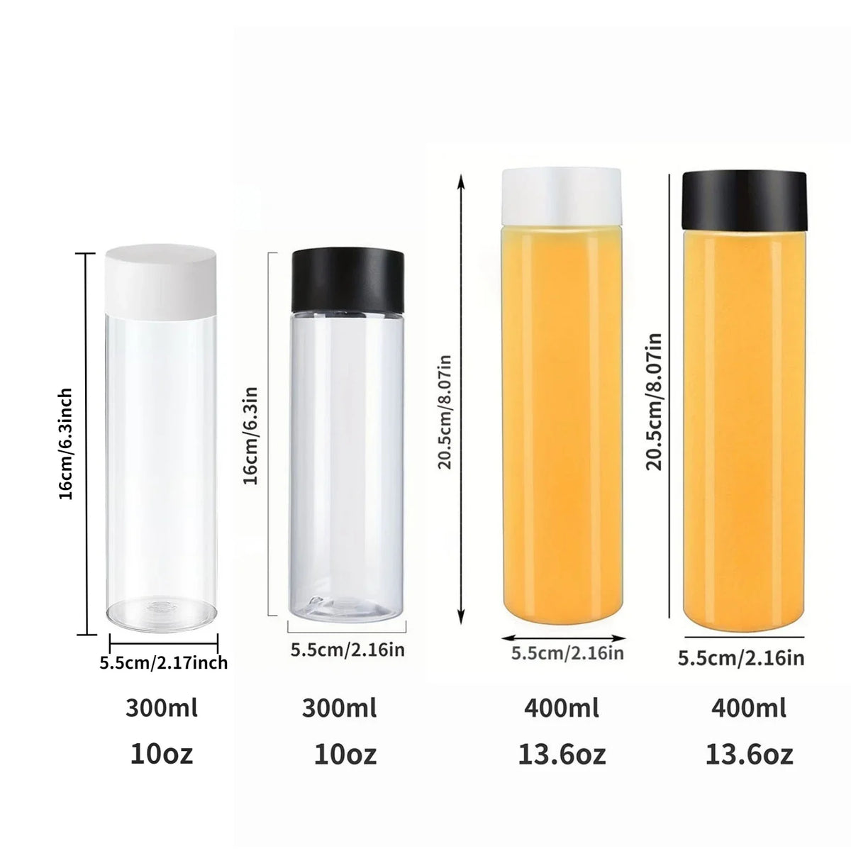 8pcs Plastic Juice Bottles, Round Drink Bottle, for Storing Juice, Milk, Beverage, for Summer Beach Partiy, Outdoor Picnics, Cam