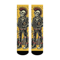 Punk Skull Motorcycle Fashion Print Men's Socks Durable Soft and Skin-Friendly Socks Street Style Retro Harajuku Style Socks