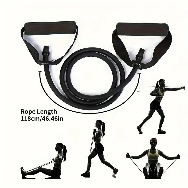 5 Levels Yoga Fitness Tensioner Resistance Band With Handles, Elastic TPE Straight Bar Yoga Pull Rope Fitness Exercise Tube Band