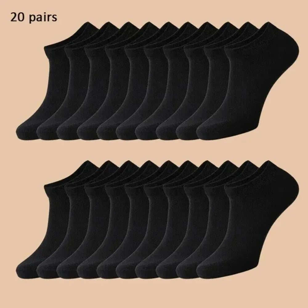 Unisex Casual Plain Color Boat Socks Thin Breathable Comfy Anti Odor Sweat-absorbing Ankle Socks For Men Women black,white,gray