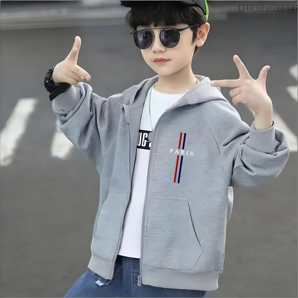Children Coat Zipper Style Hoodies Girls Boys Age 3-12 Kids Fashion Black Pink Autumn Long Sleeves Clothing Brand Printing