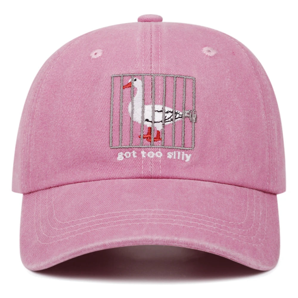 got too silly letter washed embroidered soft top baseball cap women men retro hat fashionable versatile