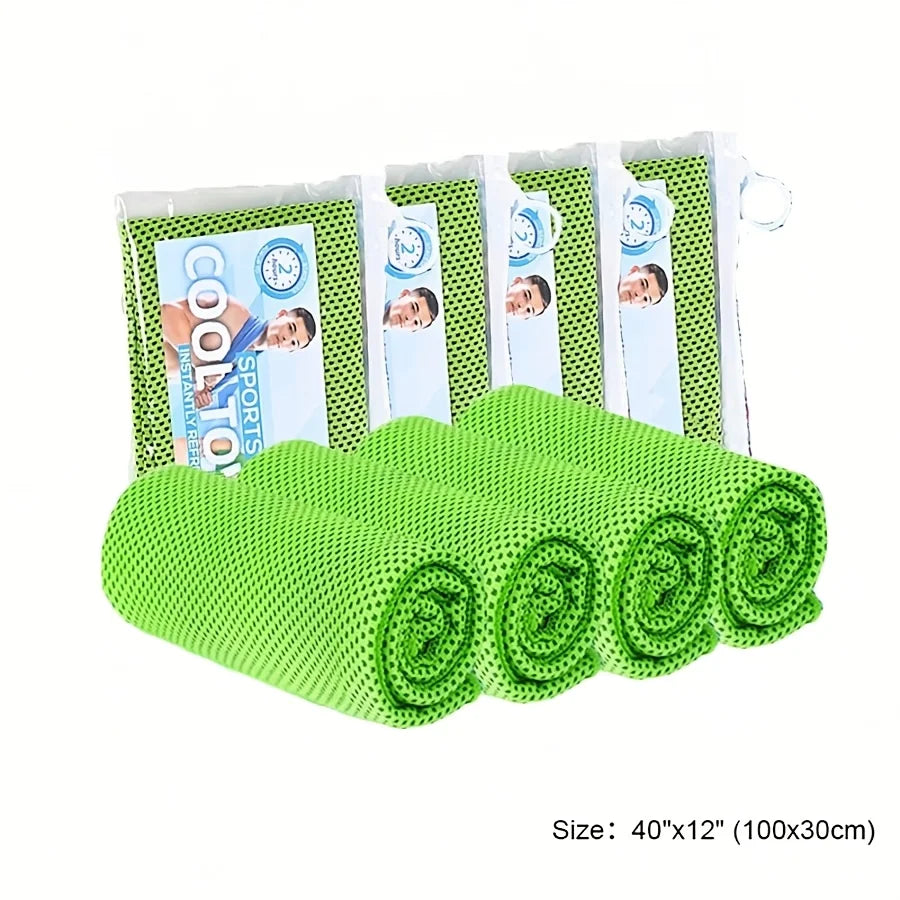 4pcs Sports Cooling Towels (100x30cm), Soft Breathable Quick Drying Towel For Outdoor, Gym, Yoga, Exercise, Fitness, Running