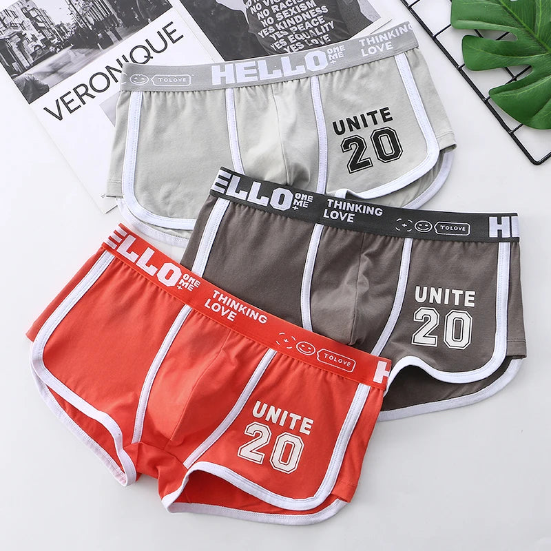 1/3pcs Men Underwear Sports Boxer Shorts Cotton Solid Color Sexy Panties Fashion Breathable Comfortable Underpants Man U Convex