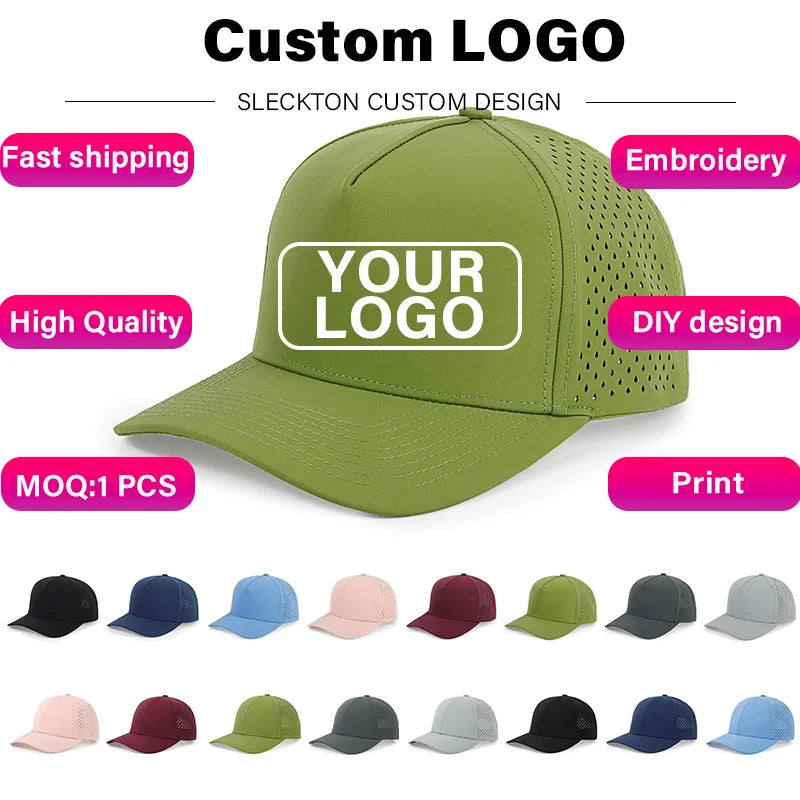 SLECKTON Custom Logo Embroidery Print Baseball Cap for Men and Women Customized Truck Hat Brand Design DIY Nylon Hat