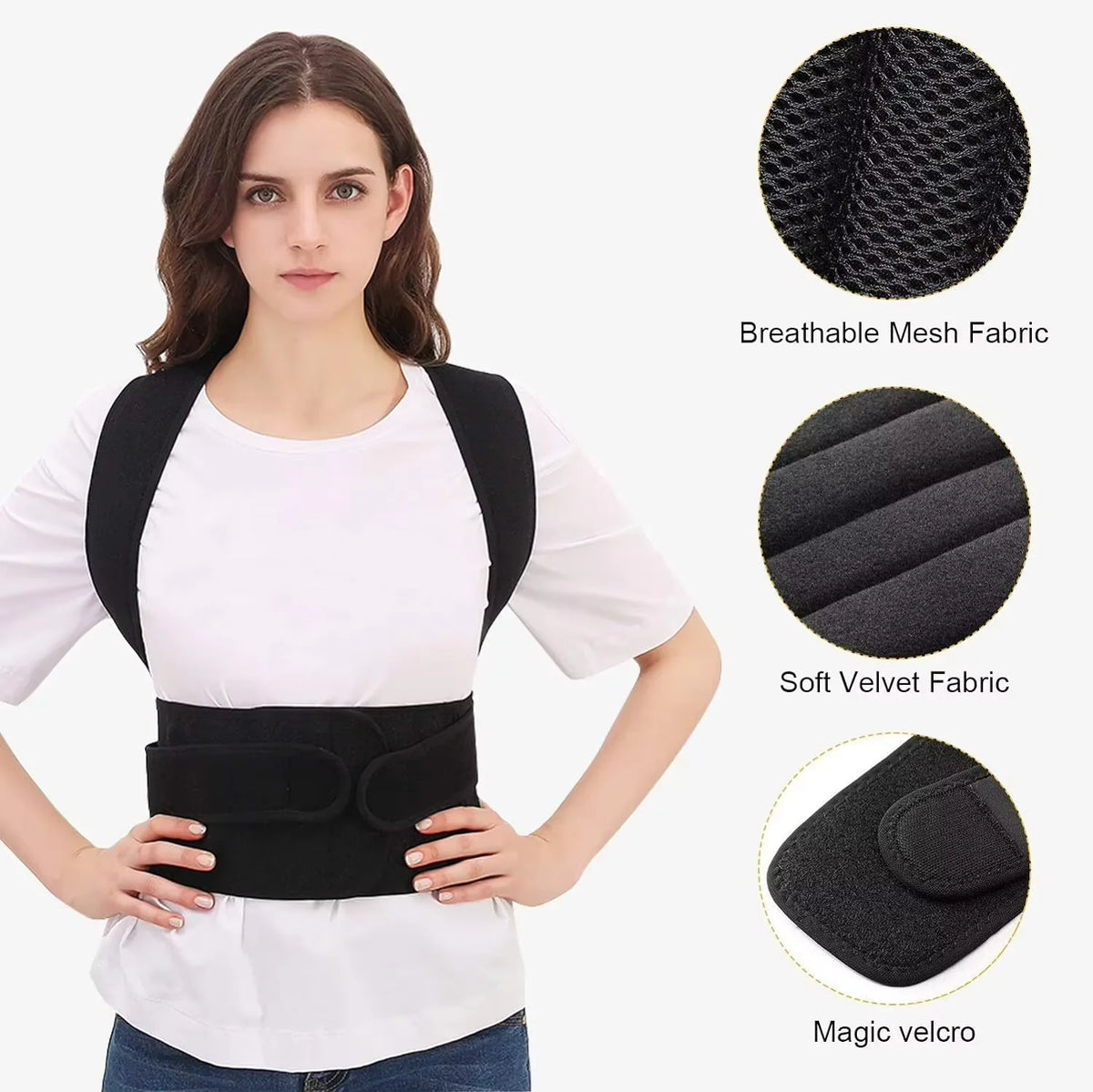 Reinforced Belt Lumbar Column Posture Corrector Vest Adjustable Back Support Strap Shoulder Spine Brace Neck Stretcher Trainer