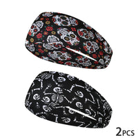 Elastic skull print sports headband, sweat-absorbent sports headband, unisex non-slip fitness headband, cycling street headband