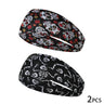 Elastic skull print sports headband, sweat-absorbent sports headband, unisex non-slip fitness headband, cycling street headband