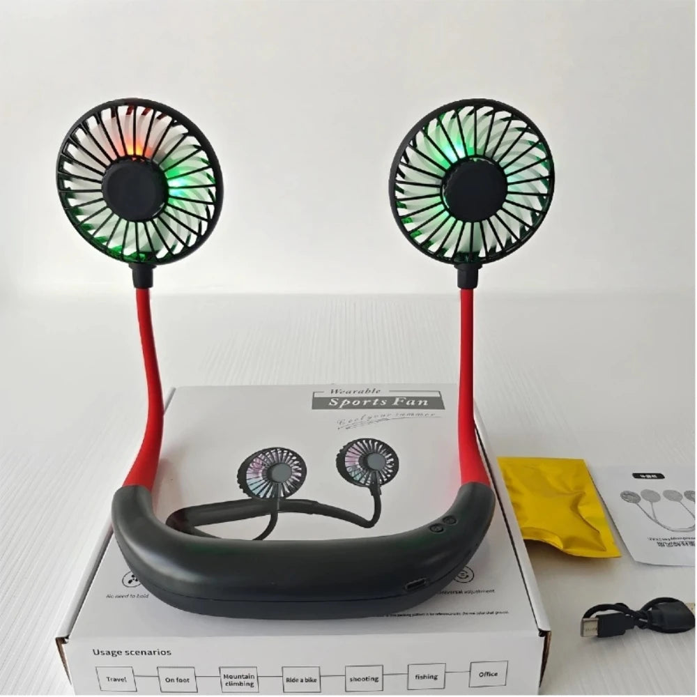 Hands Free Portable Neck Fan Rechargeable Mini USB Personal Fan Battery Operated with 3 Level Air Flow for Sports Travel Outdoor