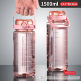 1.5L Sports Water Cup With Straws & Handle BPA-Free Leak-Proof Portable Water Bottle Large Capacity Plastic Straw Water Cup