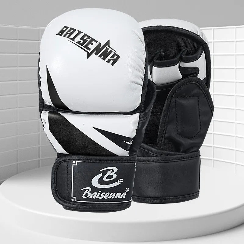 Professional MMA Boxing Gloves Half Finger Sandbag Karate Muay Thai Training Gloves PU Adult Kids Thickened Boxing Equipment