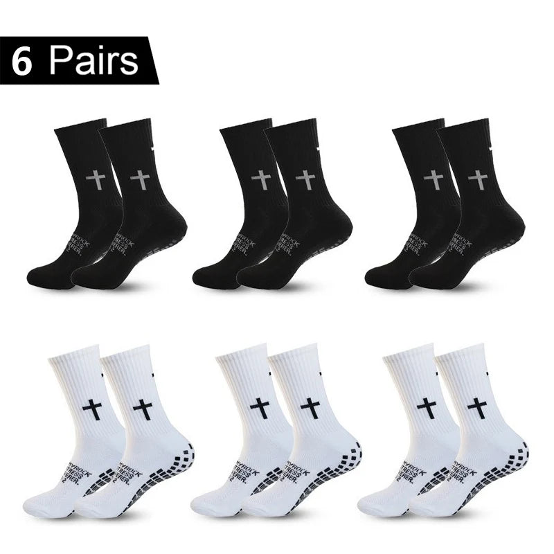 6 Pairs New Men Women Sports Football Socks Tube Wear-resistant Non-slip Outdoor Sports Cycling Socks Soccer Basketball Socks