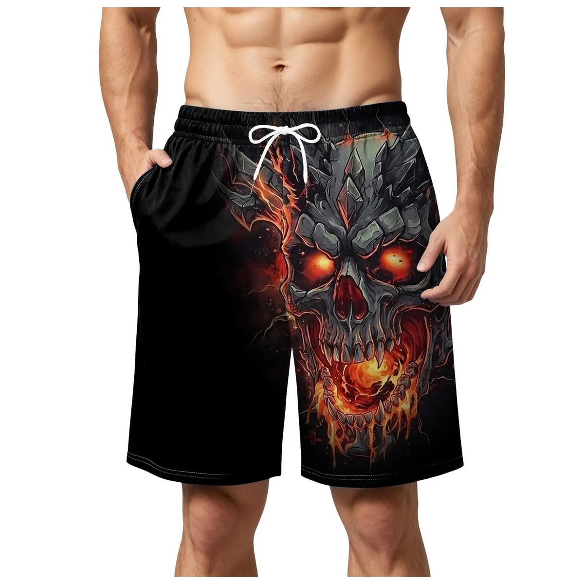 Men's 3D Halloween Butt Print Handsome Funny And Hilarious Casual Shorts Mens Swimming Short