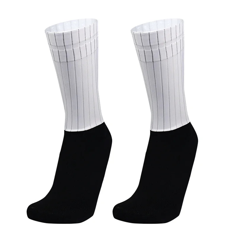 Aero Silicone Summer Anti Slip Socks Whiteline Cycling Socks Men Bicycle Sport Running Bike Socks Calcetines Ciclismo