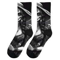 Sugar Skull Art Men's Socks Novelty Day of the Dead Theme Harajuku Retro Casual Comfortable Breathable Socks Crazy Party Gift