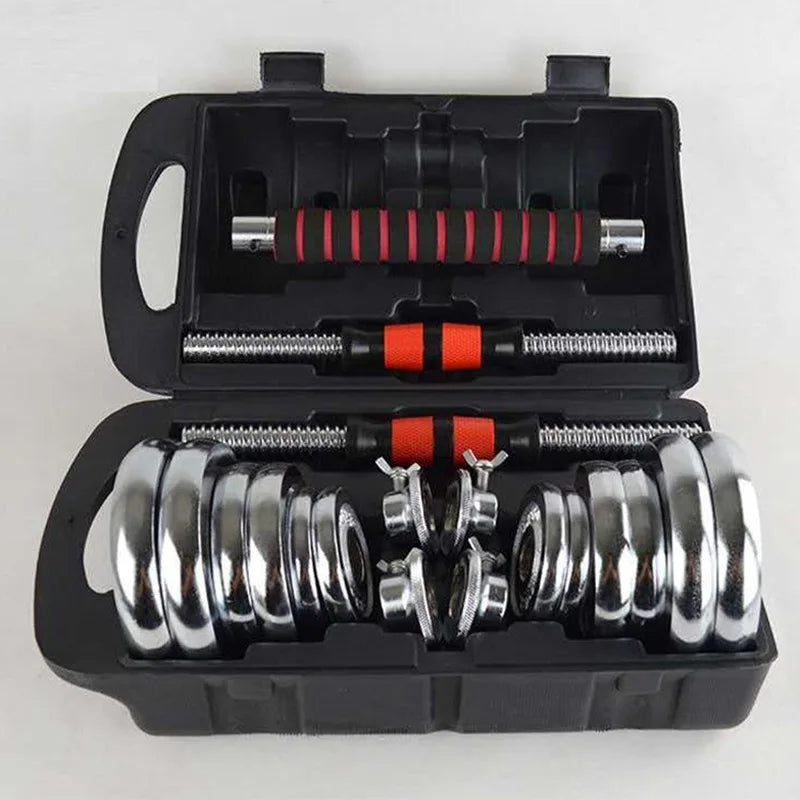 30KG Physical Exercise Plating Silver Cast Iron Commercial Adjustable Dumbbell Set 15KG 20KG