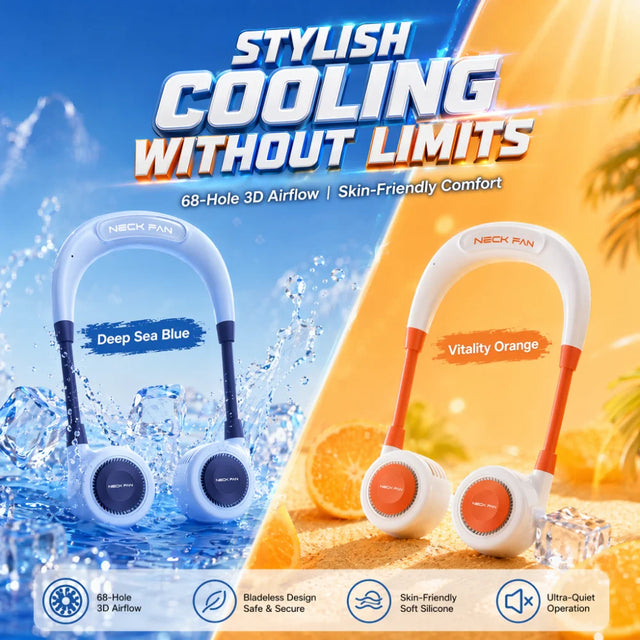 Portable Halter Neck Air Cooling Fan Lightweight Type-C Rechargeable Mini Outdoor Travel Sport Wearable 3 Gear Hanging Neck Fan