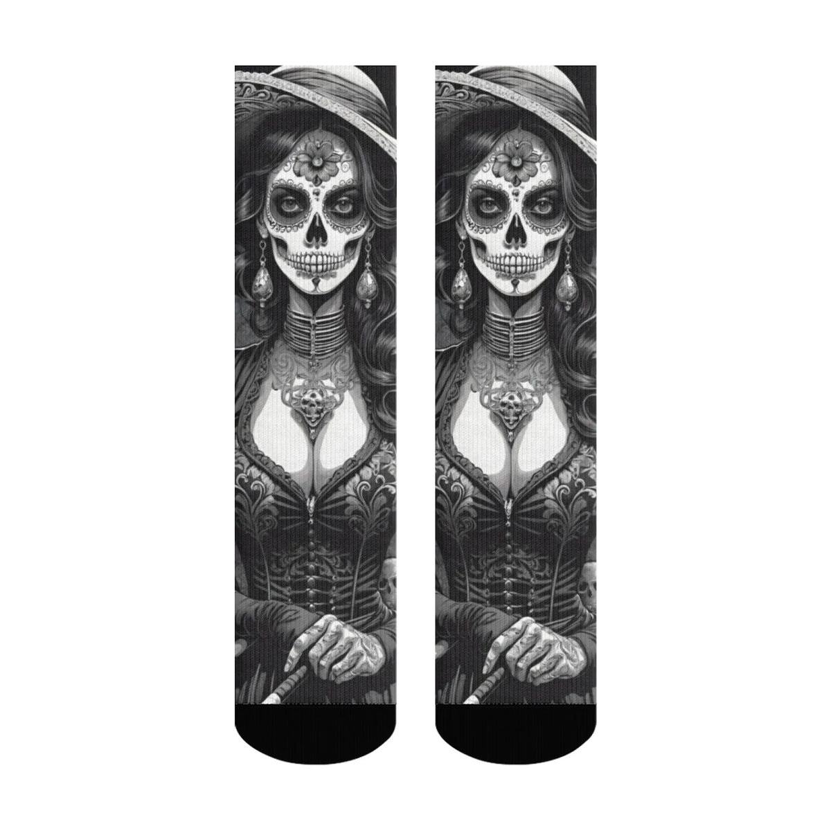 Sugar Skull Art Men's Socks Novelty Day of the Dead Theme Harajuku Retro Casual Comfortable Breathable Socks Crazy Party Gift
