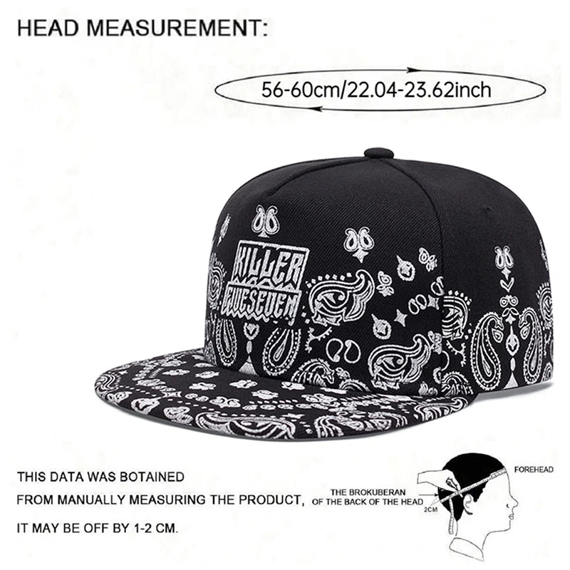 2025 New West Coast Cashew Flower Street Hip Hop Hat Outdoor Cycling Skateboard Hat Sunshade Hat Neutral Flat Edge Baseball Hat