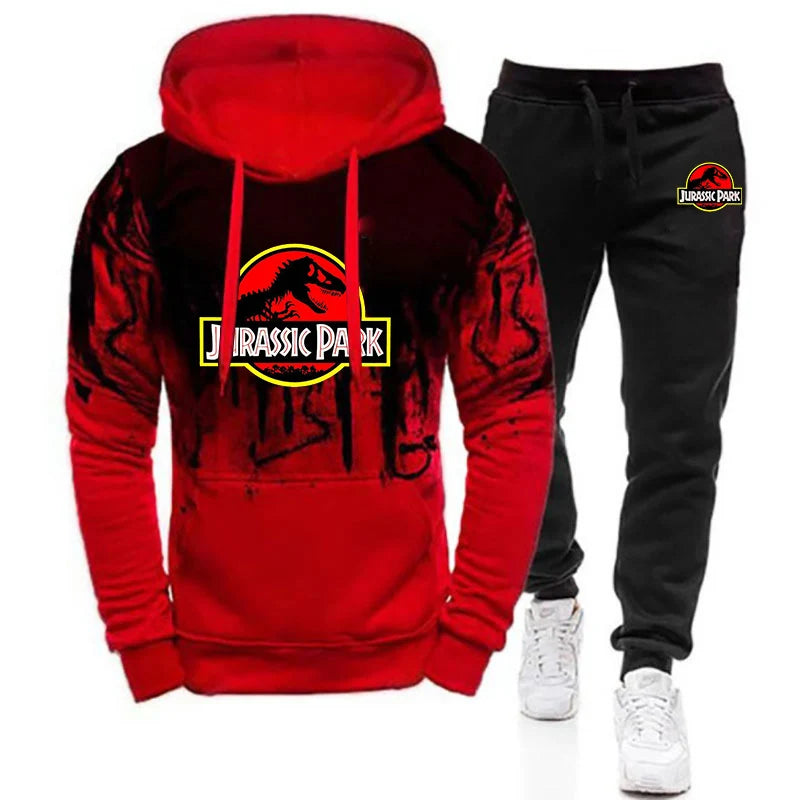 2025 Spring And Autumn Man's Popular High end Luxury Premium Hoodies Jurassic Park Logo Print Sports Long Pants Suits