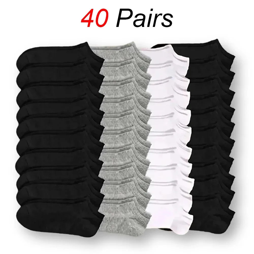 Unisex Casual Plain Color Boat Socks Thin Breathable Comfy Anti Odor Sweat-absorbing Ankle Socks For Men Women black,white,gray